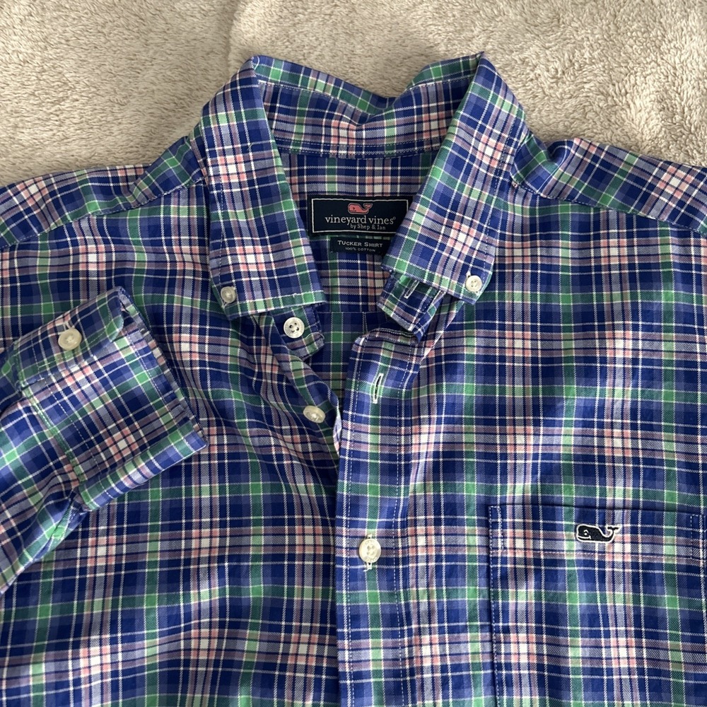 Vineyard Vines Classic Fit Tucker Shirt Pink Check Long Sleeve Men's Size Large